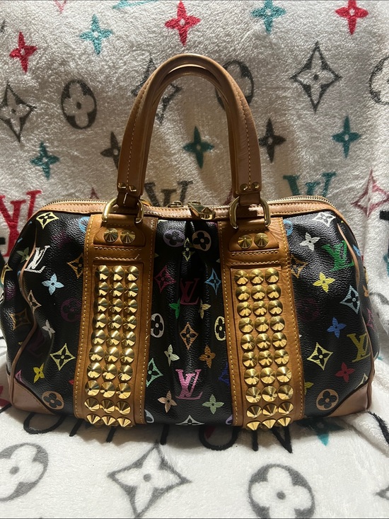 Louis Vuitton Handbags - Louis Vuitton Black Multicolor Monogram Courtney Studded Satchel with Tan Trim
